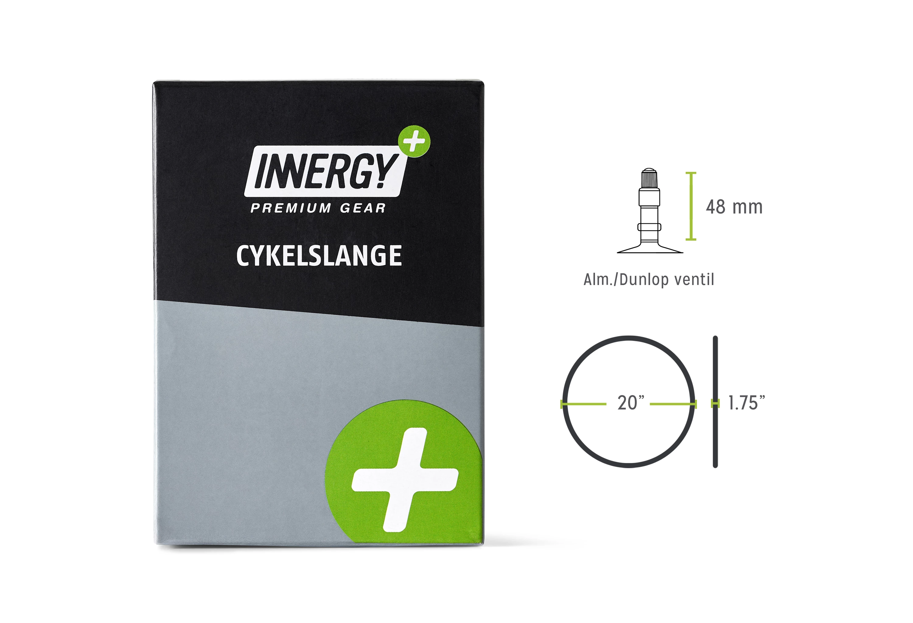 Cykelslange - 20"x1,75 - 48mm Dunlop ventil