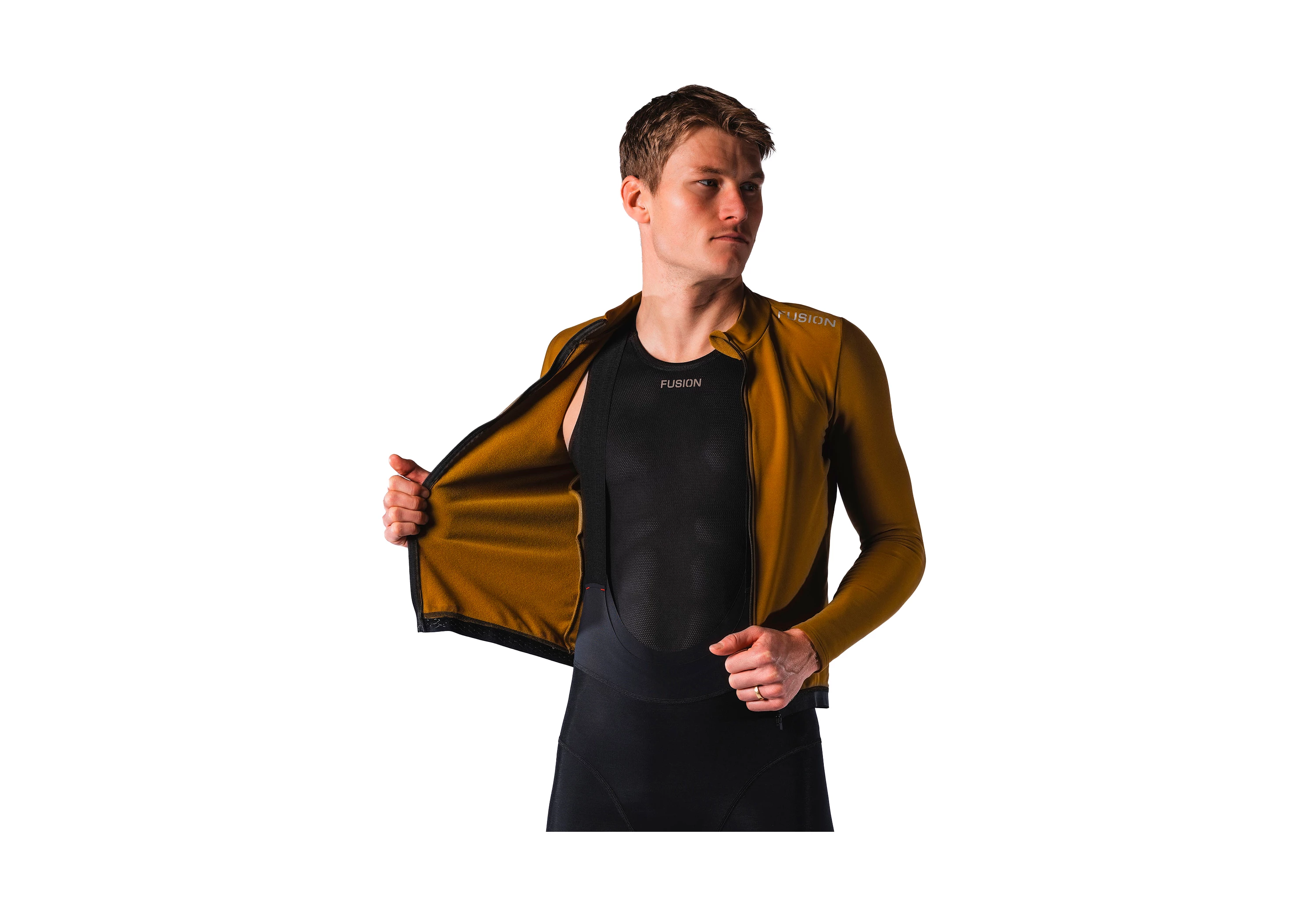 FUSION Mustard Mens Thermal Cycling Jersey