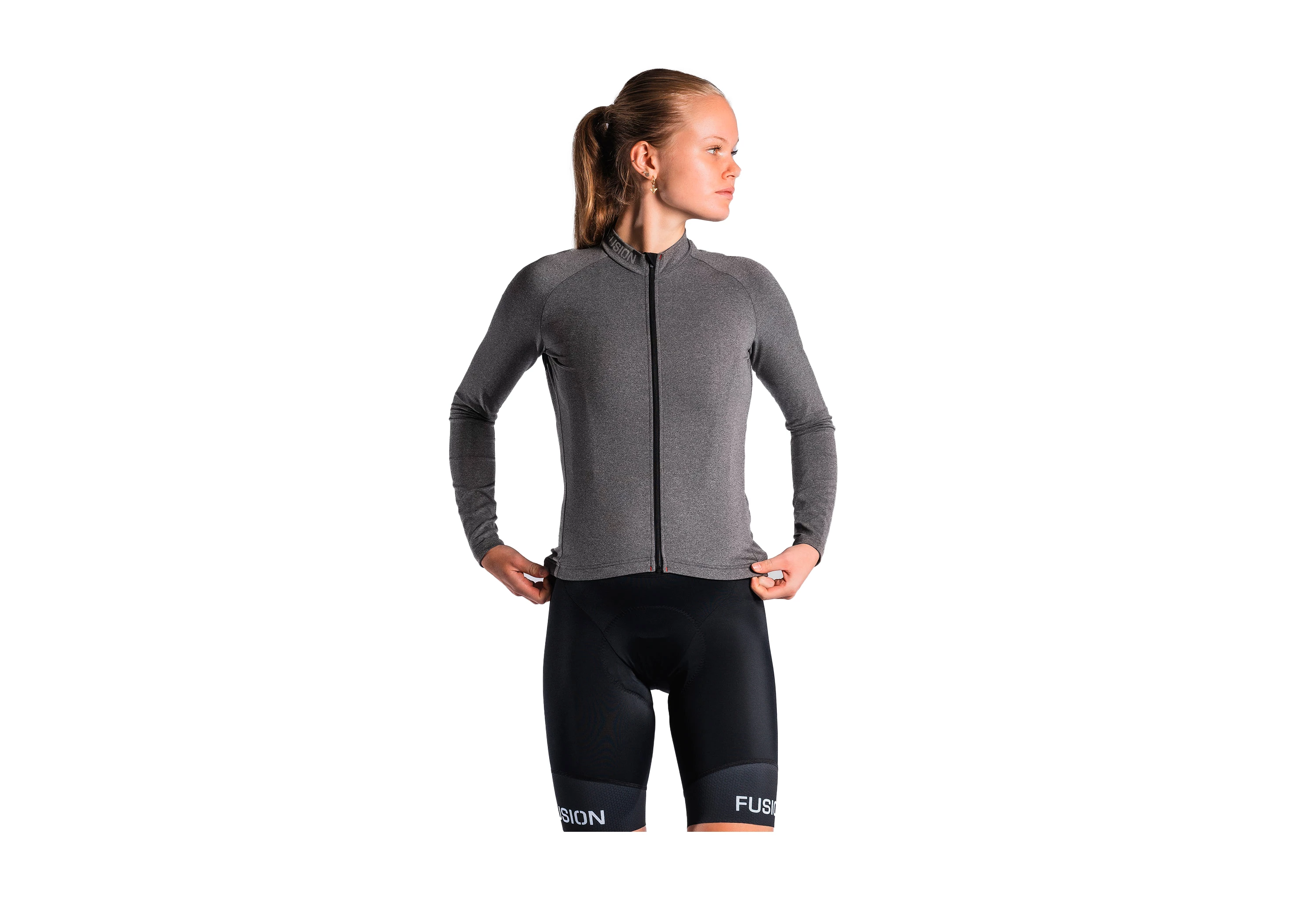 FUSION Grå Mens Light LS Cycling Jersey