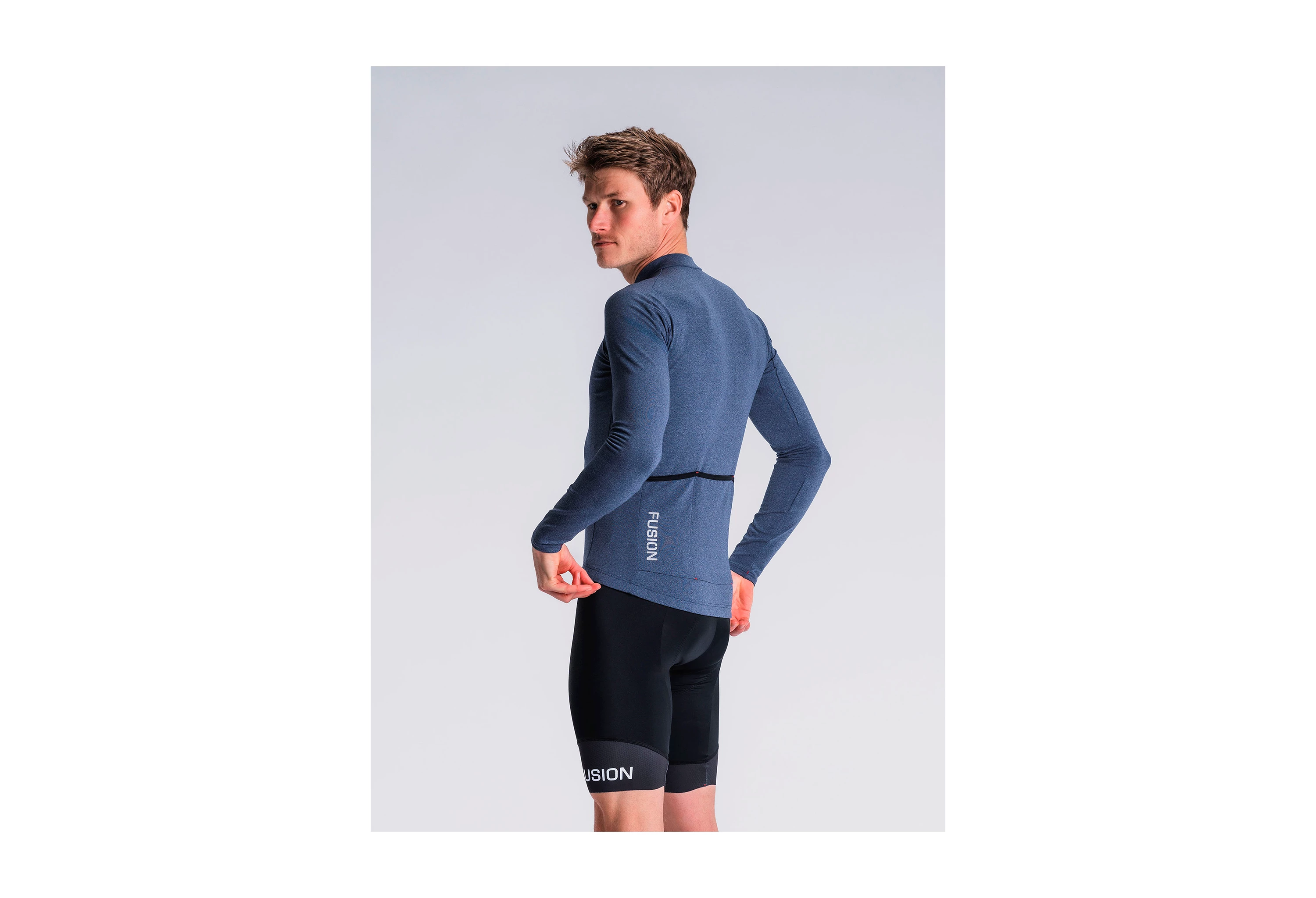 FUSION Night Blue Mens Light LS Cycling Jersey
