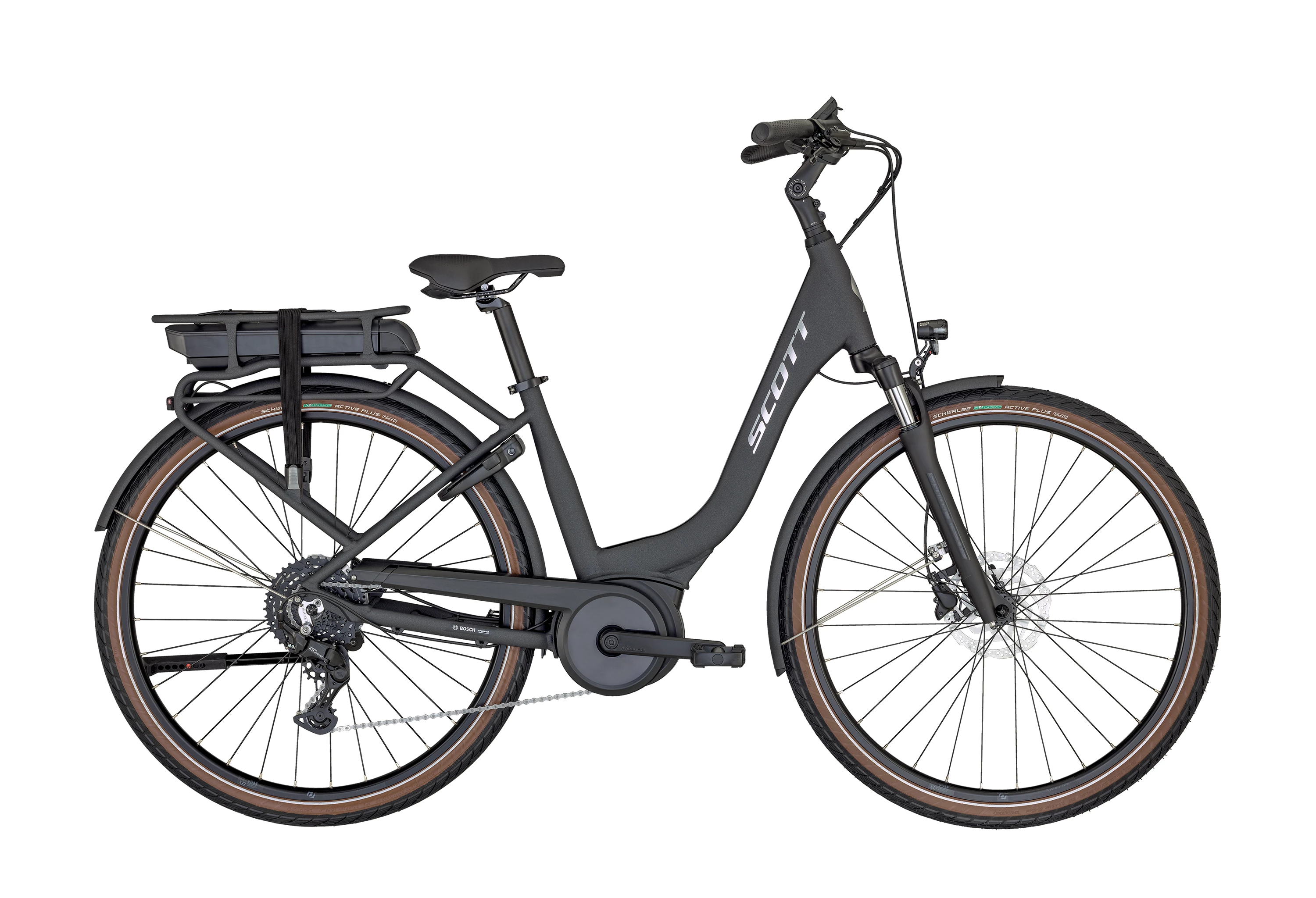 SCOTT Granite Black Sub Active eRIDE 10 Unisex rack
