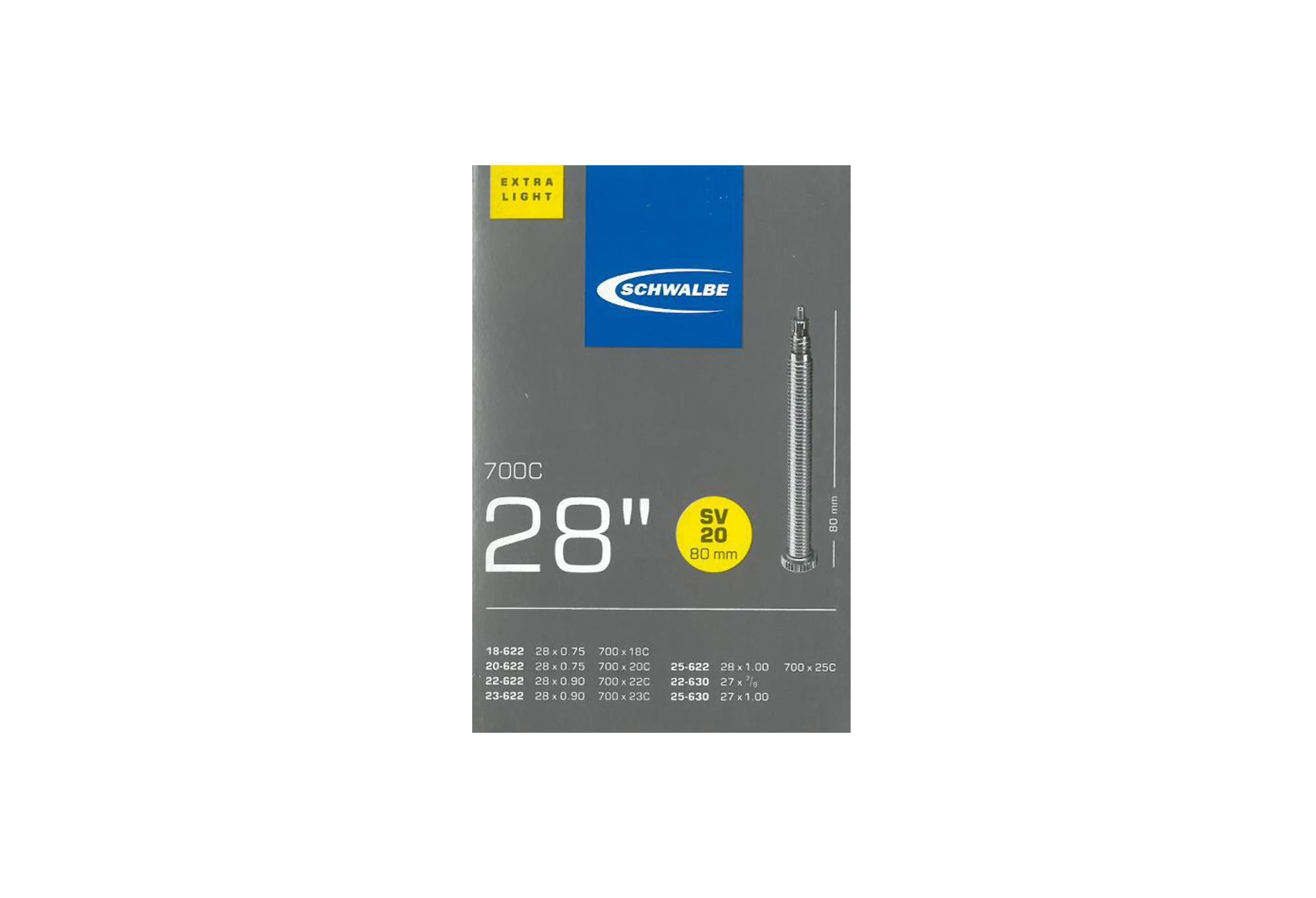 Slange 700x18-25C X-light 80mm