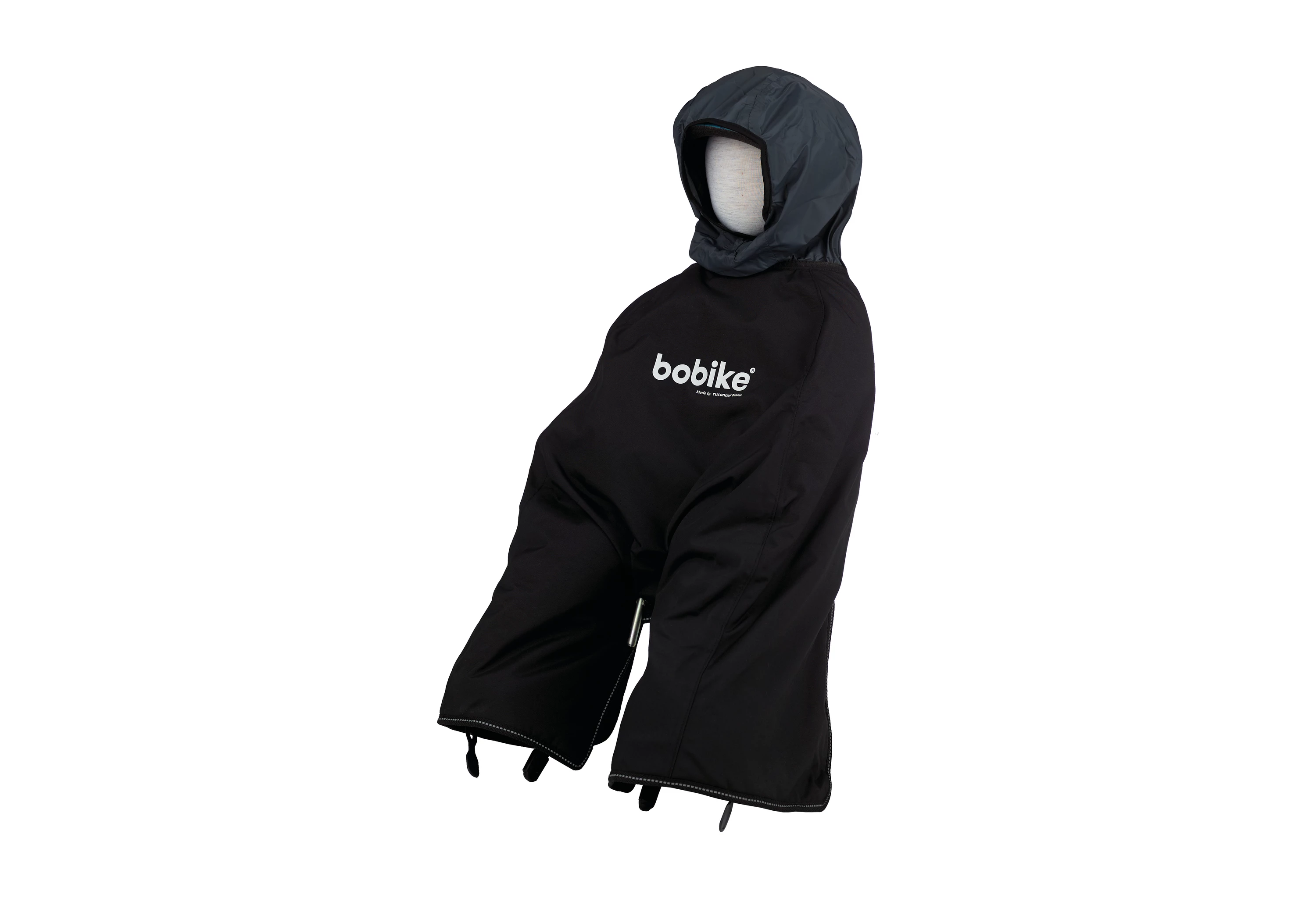 Bobike Sort Mini regnponcho med indvendig fleece