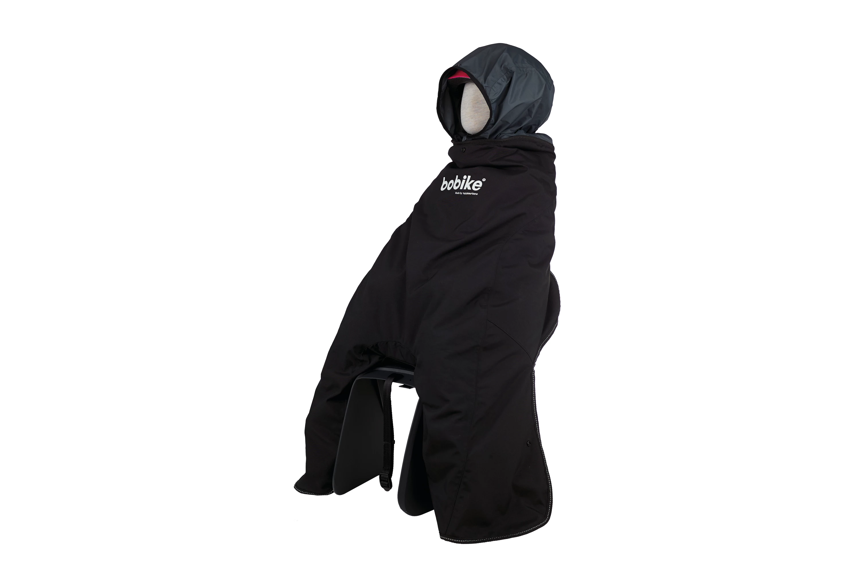 Bobike Sort Maxi regnponcho med indvendig fleece